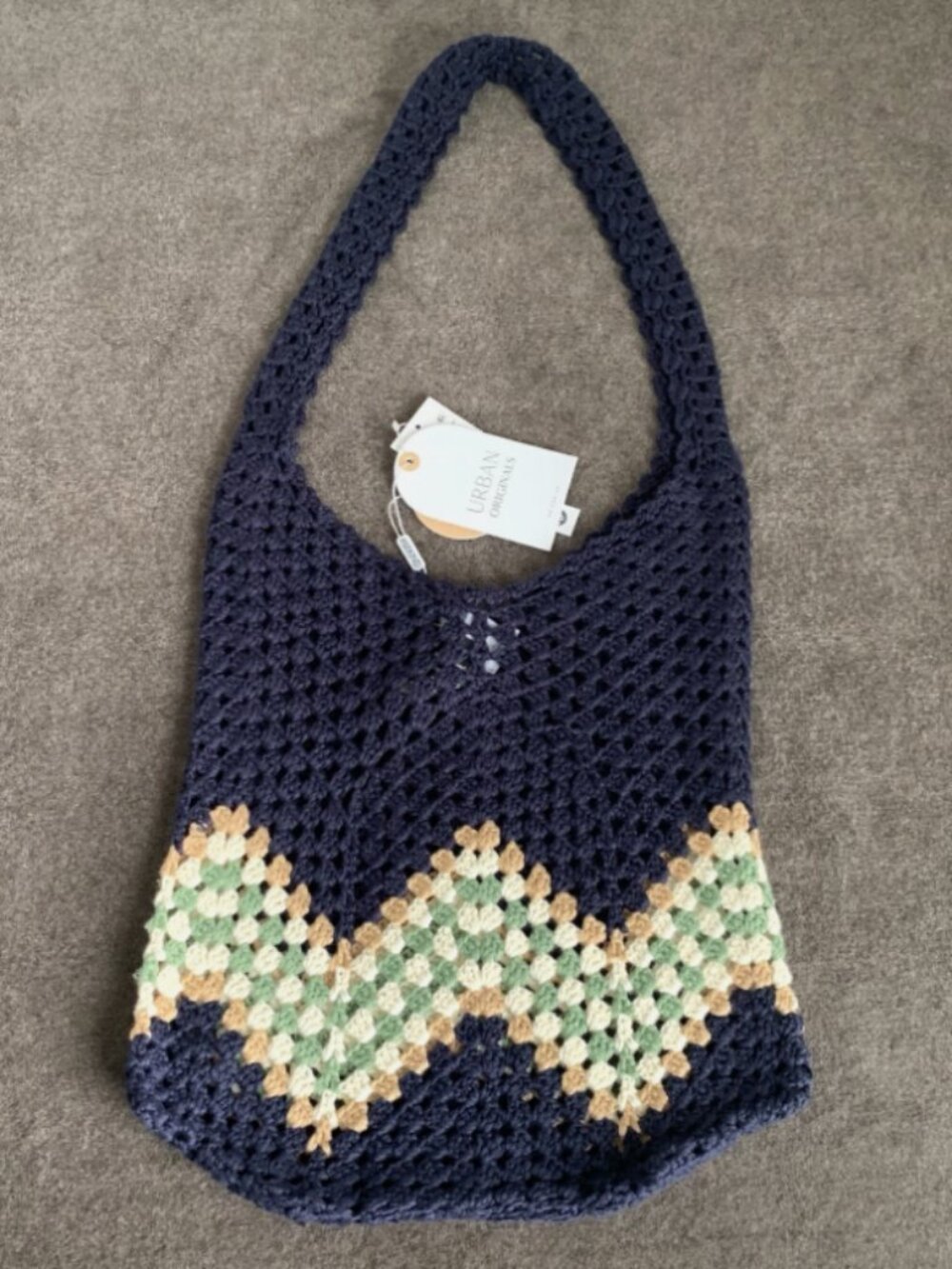 Urban Originals Women's Sandy Tote Large Shoulder Bag Knit Navy Blue